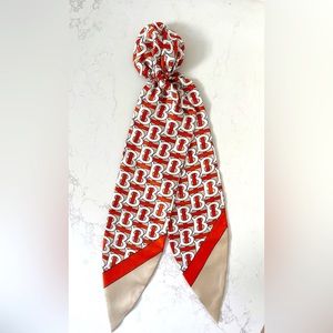 Burberry Monogram Print Silk Hair Scarf, Brand New without Tag